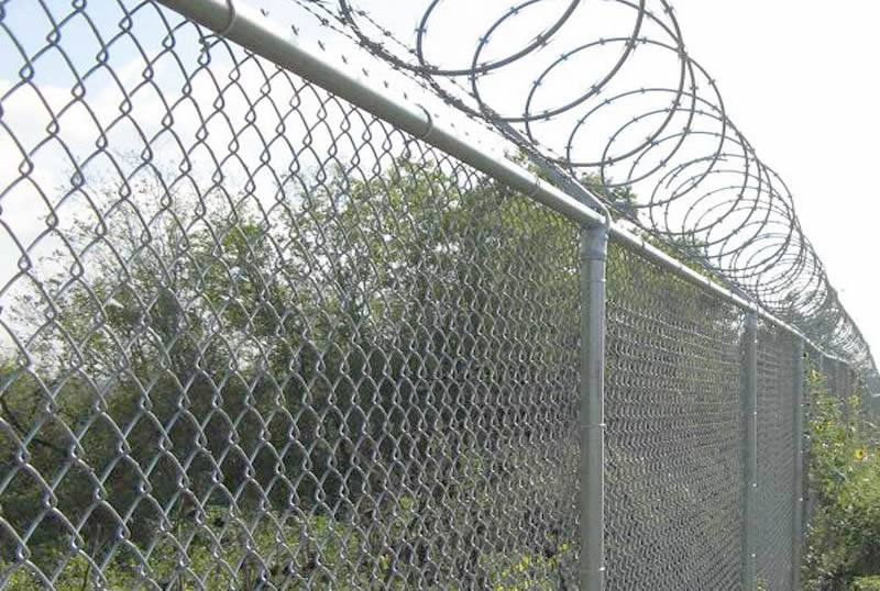 chain link fence with razor wire